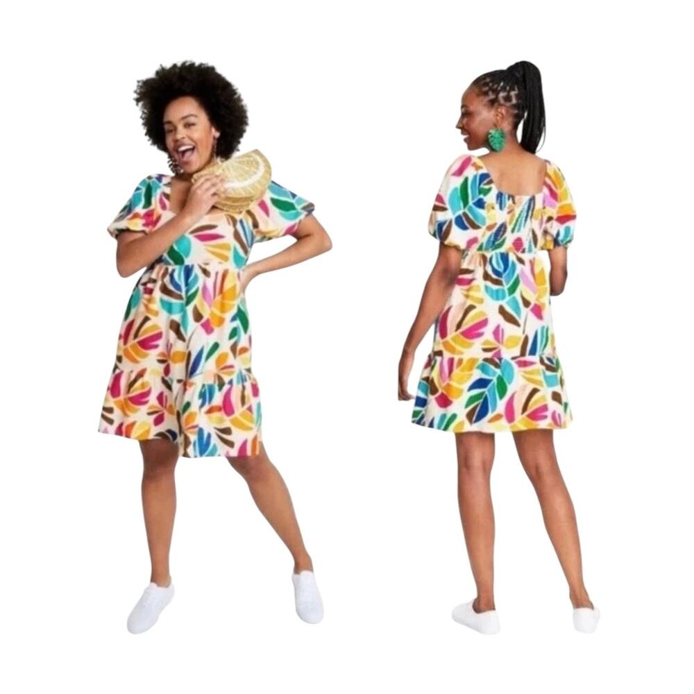 NWT! Tabitha Brown x Target  Botanical Puff Sleeve Linen Blend Dress 4X